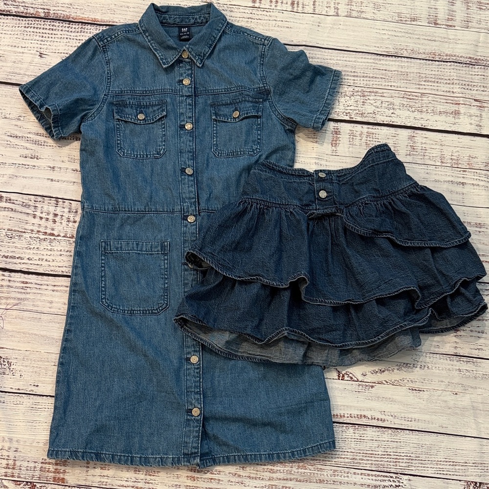 GAP Blue Denim Kids Dress and Skirt Set